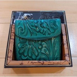 New In Box Patricia Nash REITI Women's Leather Wallet - Soft Green RFID Tooled